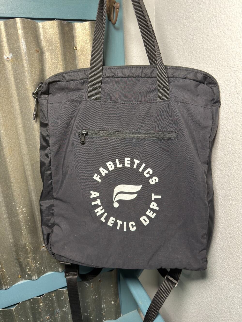 Fabletics Athletic Dept Commuter Black Nylon Convertible Tote Backpack Gym Bag
